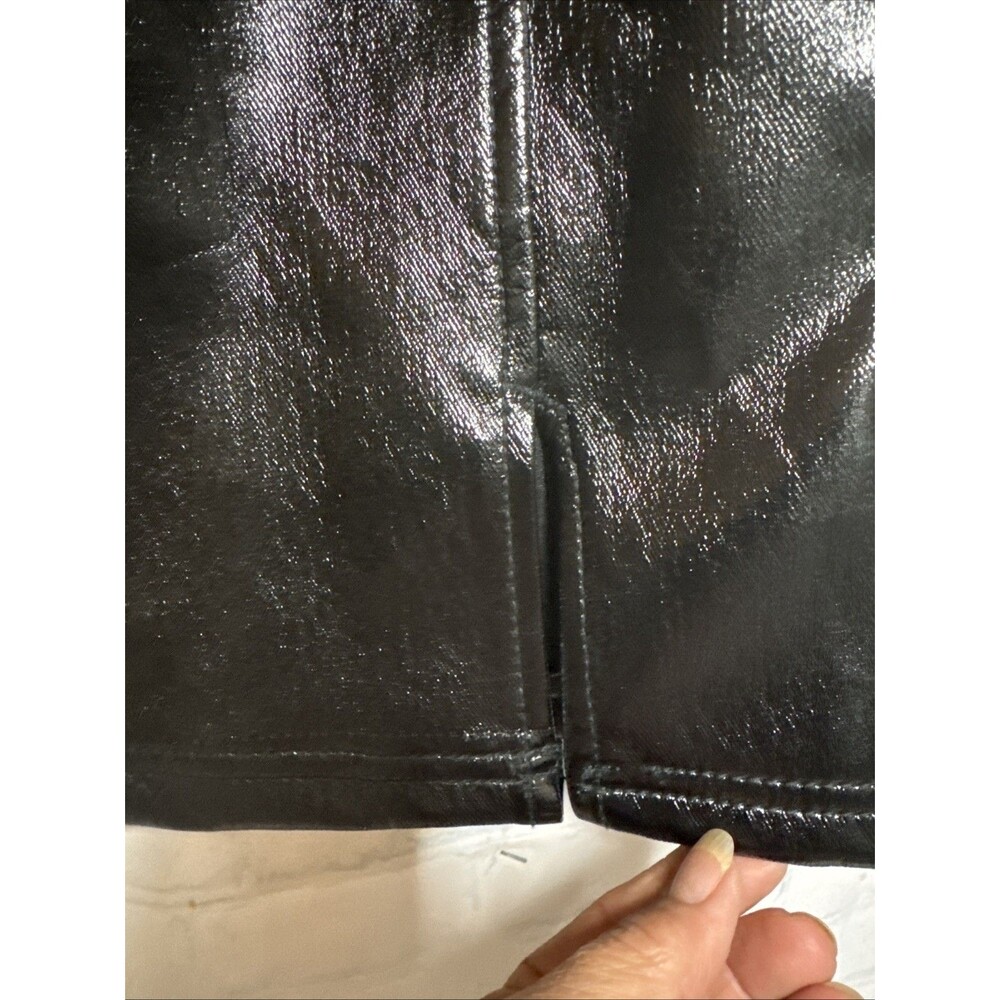 Free People Skirt Womens 2 Black Faux Leather Mini Zip Front Lined Edgy Style - Picture 3 of 12